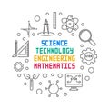 Science, Technology, Engineering and Math round illustration