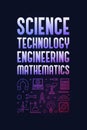 Science, Technology, Engineering and Math - STEM vector thin line vertical concept colored banner