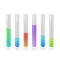 Science test tube icon set. Test tube with bright colors liquid. Illustration of test tubes in Realistic style. Vector EPS 10 Royalty Free Stock Photo