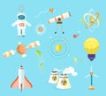 Science Themed Isolated Cartoon Illustrations Set