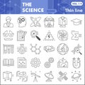 Science thin line icon set, Chemistry symbols collection or sketches. Science research linear style signs for web and Royalty Free Stock Photo