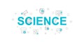 Science vector banner. Word with line icon.