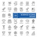 Science vector icons set. Education and Knowledge Icons isolated on white. Flat thin outline design. eps 10