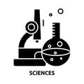sciences icon, black vector sign with editable strokes, concept illustration