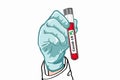 sciencest ,doctor , healthy worker hand giving medical gloves and holding laboratory tube covid-19 positive test illustration. Royalty Free Stock Photo