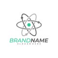 Scientific atom logo template, Science logo design vector