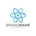 Scientific atom logo template, Science logo design vector