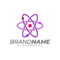 Scientific atom logo template, Science logo design vector