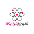 Scientific atom logo template, Science logo design vector