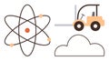 Scientific Atom Symbol, Industrial Forklift, and Cloud Shape Technology and Innovation Royalty Free Stock Photo
