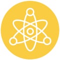 Scientific atomic symbol, simple fish isolated yellow background