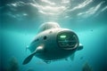 Scientific bathyscaphe underwater. AI generated