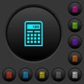 Scientific calculator dark push buttons with color icons