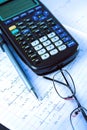 Scientific Calculator with exercise books Royalty Free Stock Photo