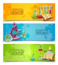 Scientific Chemical Laboratory Flat Banners Set Royalty Free Stock Photo