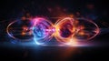 Scientific concept of depicting the fusion of two atoms. Sci-fi background. Quantum physics. Generative AI