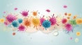 Scientific concept of vibrant bacterial colony on pastel color background for banner design