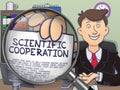 Scientific Cooperation through Magnifier. Doodle Concept.