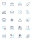 Scientific discovery linear icons set. Breakthrough, Findings, Innovation, Advancement, Experimentation, Exploration