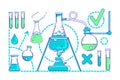 Scientific experiment thin line concept vector illustration Royalty Free Stock Photo