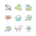 Scientific fields RGB color icons set Royalty Free Stock Photo