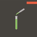 Scientific Flask with chemical liquid - Laboratory glassware icon 2. Flat design concept. Vector illustration.