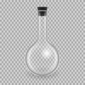Scientific glassware, test tubes. Realistic templates round flask, mockup.