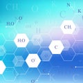 Scientific hexagonal chemistry pattern. Structure molecule DNA research as concept. Science and technology background