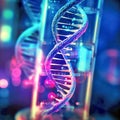 Scientific illustration of a dna molecule, double spiral. Generative AI Royalty Free Stock Photo