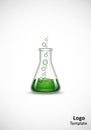 A scientific illustration of an Erlenmeyer flask filled with green Royalty Free Stock Photo