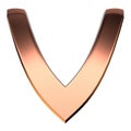 Scientific Isolated Elegant Modern 3D Rendering Abstract Background of V Shape Copper Metal Object Geometry