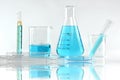 Scientific laboratory experimental glassware with clear solution Royalty Free Stock Photo