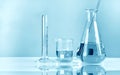 Scientific laboratory experimental glassware, Symbolic of science Royalty Free Stock Photo