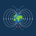 Scientific Magnetic Field Global Earth. Vector Royalty Free Stock Photo