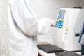 Scientific medical test with automated hematology analysis.