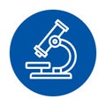 Scientific Microscope Icon on Blue Background for Educational Purposes Royalty Free Stock Photo