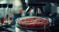 Microscope Examining Fresh Meat Samples.Generative AI Royalty Free Stock Photo