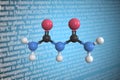 Molecular model of biuret, 3D rendering Royalty Free Stock Photo