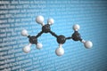 Butene scientific molecular model, 3D rendering