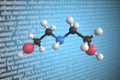 Diethanolamine scientific molecular model, 3D rendering
