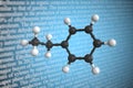 Ethylbenzene scientific molecular model, 3D rendering Royalty Free Stock Photo