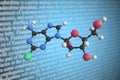 Fludarabine scientific molecular model, 3D rendering Royalty Free Stock Photo