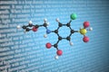 Furosemide scientific molecular model, 3D rendering