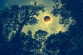 Scientific natural phenomenon. Total solar eclipse with diamond