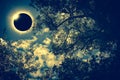 Scientific natural phenomenon. Total solar eclipse with diamond Royalty Free Stock Photo