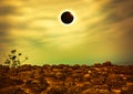 Scientific natural phenomenon. Total solar eclipse with diamond Royalty Free Stock Photo