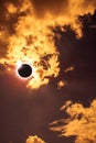 Scientific natural phenomenon. Total solar eclipse with diamond Royalty Free Stock Photo