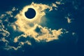 Scientific natural phenomenon. Total solar eclipse with diamond Royalty Free Stock Photo