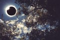 Scientific natural phenomenon. Total solar eclipse with diamond