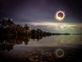 Scientific natural phenomenon. Total solar eclipse with diamond